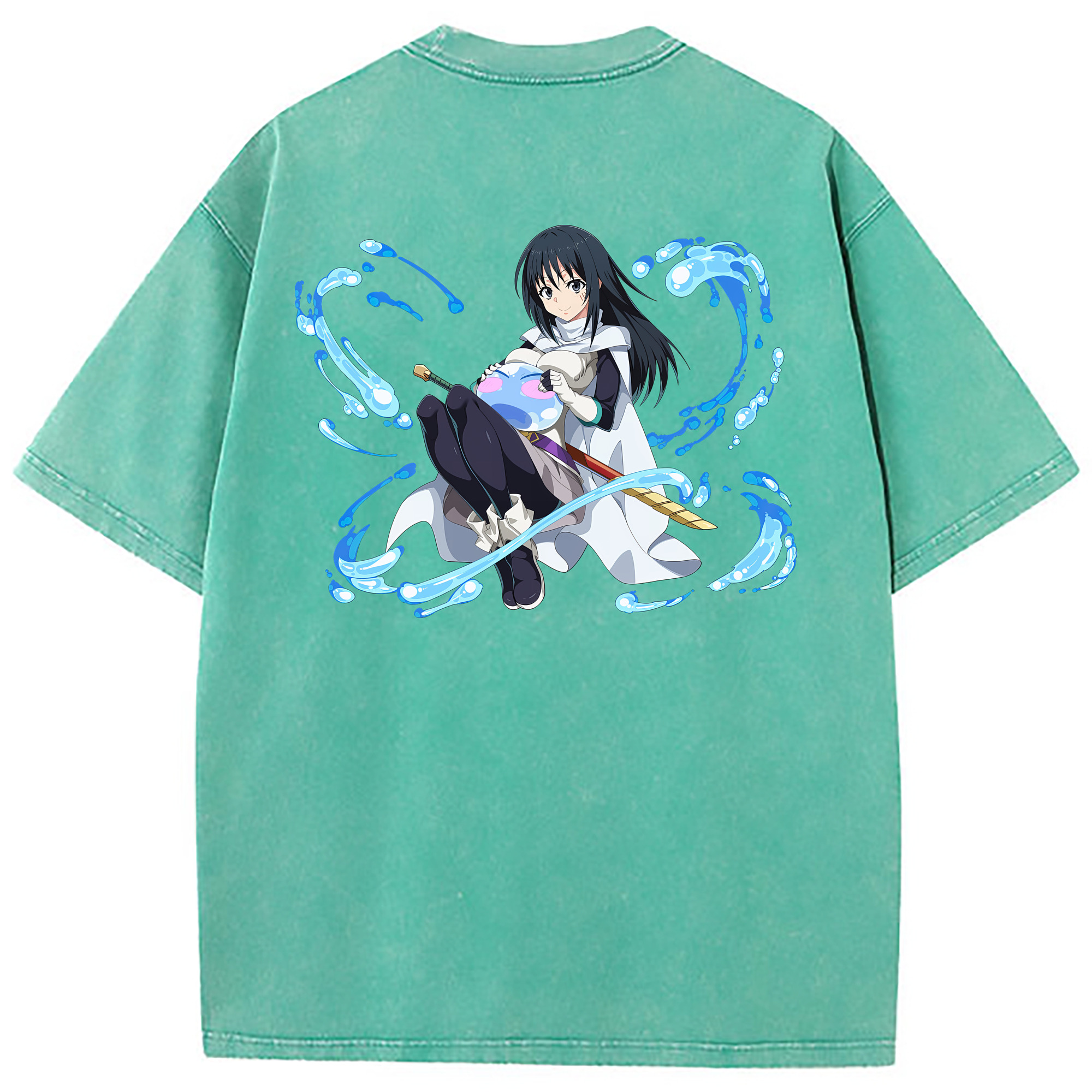 （画像用） 転スラ Regarding Reincarnated to Slime 綿100% ヴィンテージ風 半袖Tシャツ（背面プリント）